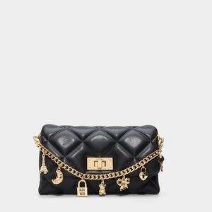 Aldo Black Quilted Charm Clutch